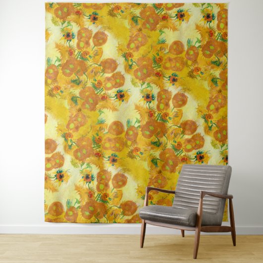 Moderne Art Gelb Orange Sonnenblumen Ölgemälde Wandteppich (Beispiel)