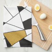 Moderne Art Geometrie - Schwarz-Weiß mit Gold- Geschirrtuch (Viertel Falte)