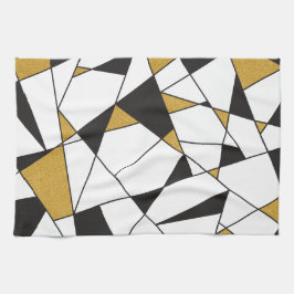 Moderne Art Geometrie - Schwarz-Weiß mit Gold- Geschirrtuch