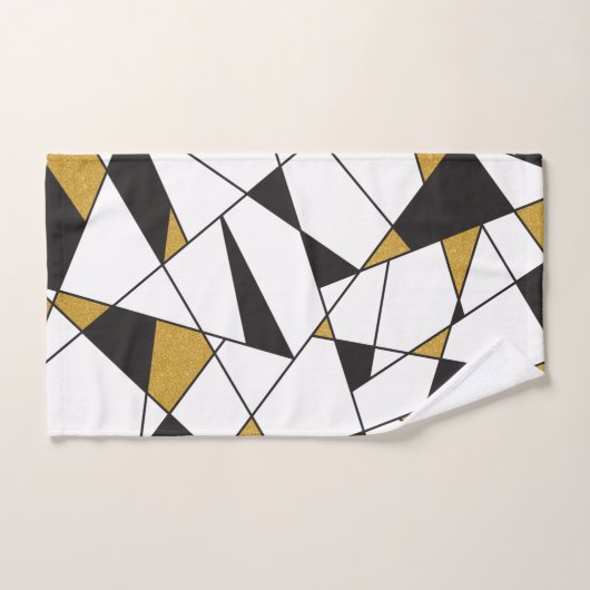 Moderne Art Geometrie - Schwarz-Weiß mit Gold- Handtuch (Handtuch)