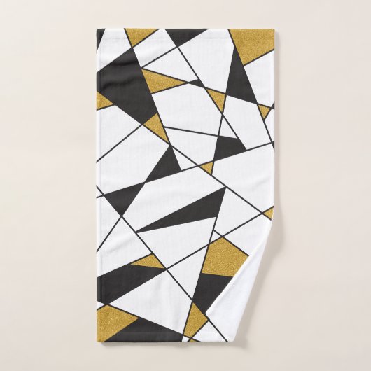 Moderne Art Geometrie - Schwarz-Weiß mit Gold- Handtuch (Handtuch)