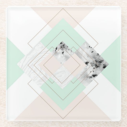 Moderne Art-geometrischer Entwurf Glasuntersetzer (Vorderseite)