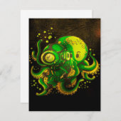 Moderne Art Octopus | Mysteriöser Ozean Einladung (Vorne/Hinten)