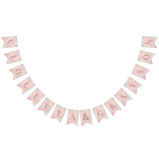 Moderne Art Pink Pastel Hochzeit Wimpelkette (Alle)
