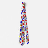 Moderne Art Red Yellow Blue Grid Muster Neck Tie Krawatte (Vorderseite)