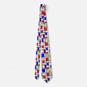 Moderne Art Red Yellow Blue Grid Muster Neck Tie Krawatte (Rückseite)