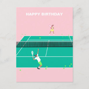 Moderne Art Tennis Match Player Happy Birthday Postkarte
