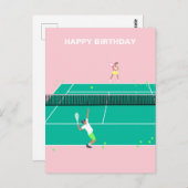 Moderne Art Tennis Match Player Happy Birthday Postkarte (Vorne/Hinten)