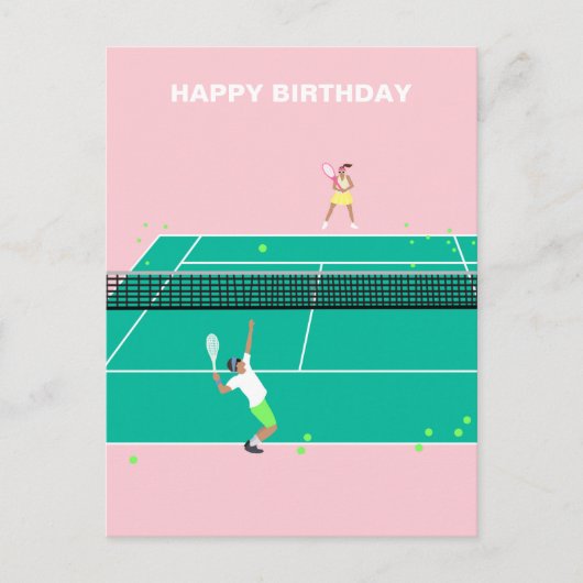 Moderne Art Tennis Match Player Happy Birthday Postkarte (Vorderseite)
