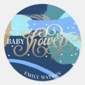 Moderne Art Überraschung Boy Gold Lettering Baby D Runder Aufkleber (Vorderseite)