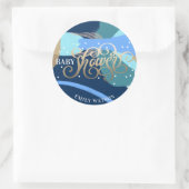 Moderne Art Überraschung Boy Gold Lettering Baby D Runder Aufkleber (Tasche)