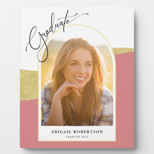 Moderne Arted Foto Rose & Gold Abschluss Fotoplatte (Vorderseite)