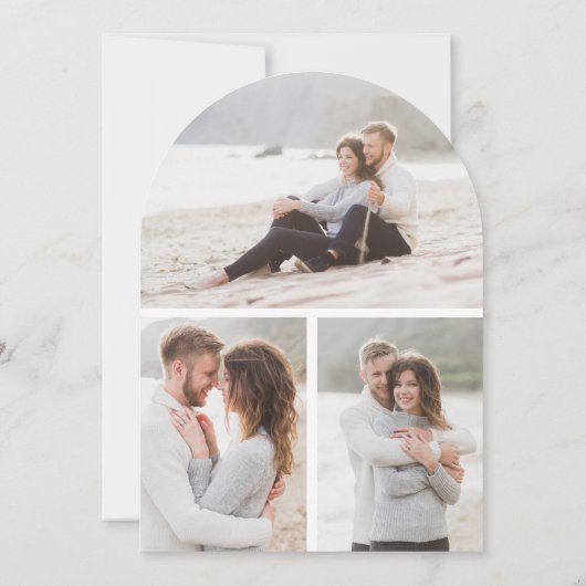 Moderne Artikel-4-Foto-Script-Engagement-Partei Einladung (Rückseite)