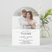 Moderne Artikel-4-Foto-Script-Engagement-Partei Einladung (Stehend Vorderseite)