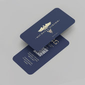 Moderne Ärztin Nurse Caduceus Dark Blue Gold Visitenkarte