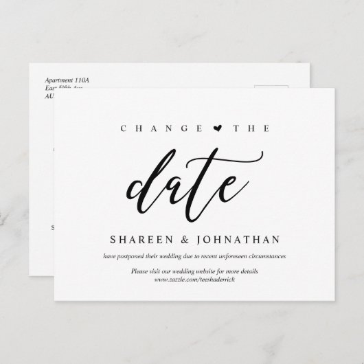 Moderne Ästhetik, Datum ändern, Party verschoben Postkarte (Vorne/Hinten)