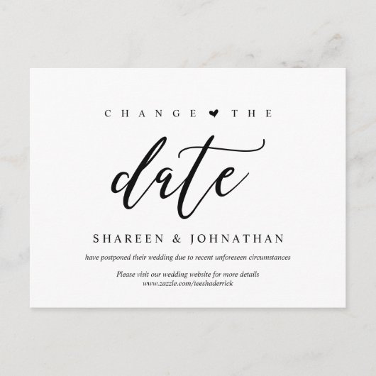 Moderne Ästhetik, Datum ändern, Party verschoben Postkarte (Vorderseite)