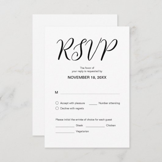 Moderne Ästhetik, Hochzeitessen UAWG, Respekt Begleitkarte (Vorne/Hinten)