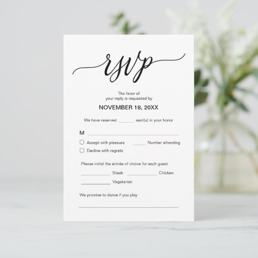 Moderne Ästhetik, Hochzeitessen UAWG, Respekt Begleitkarte (Stehend Vorderseite)