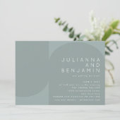 Moderne ästhetische Geometrie Aquamarine Hochzeit Einladung (Stehend Vorderseite)