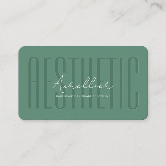 Moderne ästhetische Kosmetik Dusty Aquamarin Beaut Visitenkarte (Vorderseite)