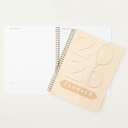 Moderne ästhetische neutrale Beige-Linienkunst 202 Planer (Anzeige)