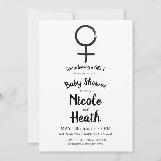 Moderne Astrologie Venus Feminine Baby Girl Dusche Einladung (Vorderseite)