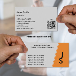 Moderne asymmetrische Initialen Gray & Black Perso Visitenkarte