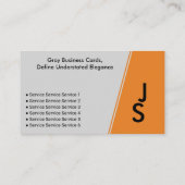 Moderne asymmetrische Initialen Gray & Black Perso Visitenkarte (Rückseite)