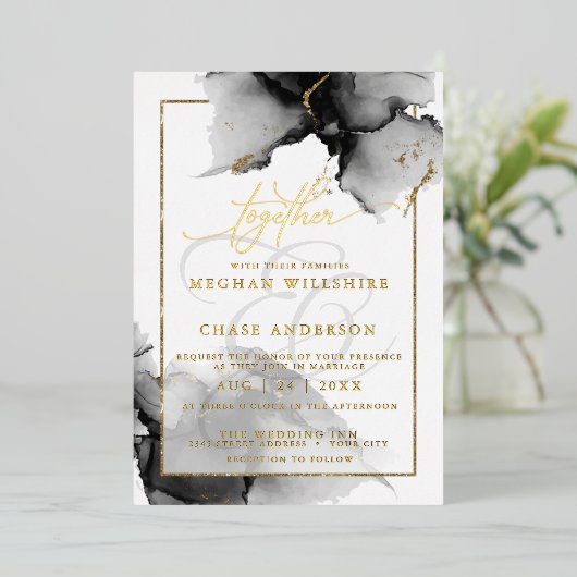 Moderne Atemberaubende Custom2 Holzkohle Folieneinladung (Stehend vorne)