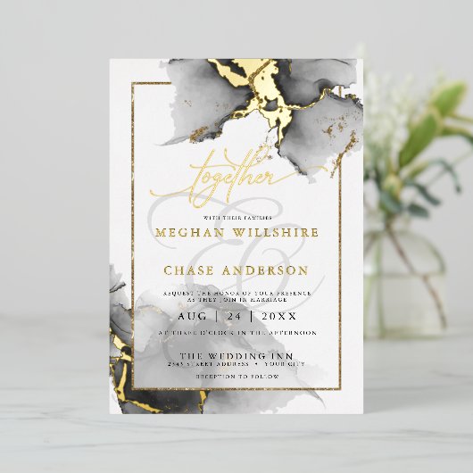 Moderne Atemberaubende Custom5 Holzkohle Folieneinladung (Stehend vorne)