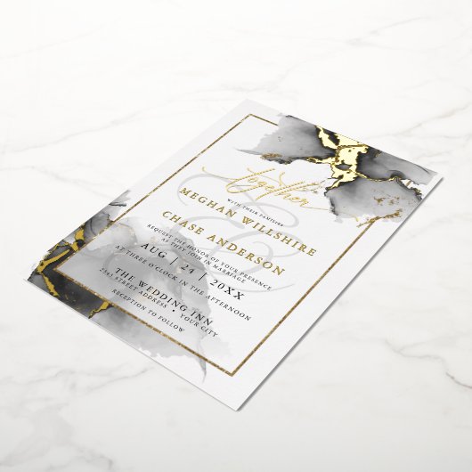 Moderne Atemberaubende Custom5 Holzkohle Folieneinladung (Gedreht)