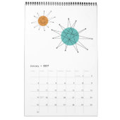 Moderne, atomare Retro Originale Kunst des Mittela Kalender (Jan 2027)