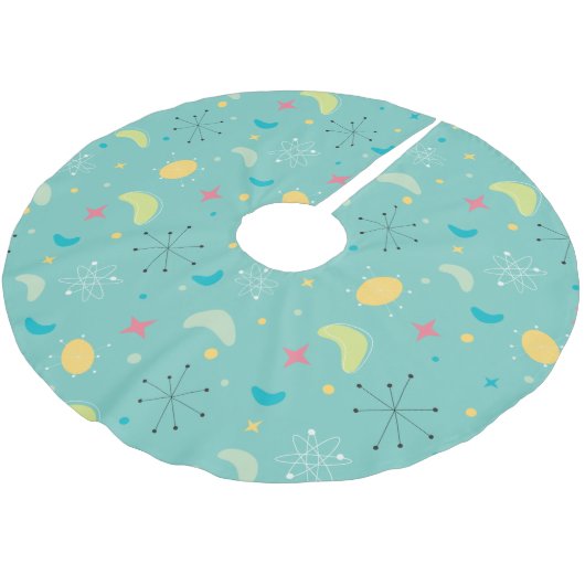 Moderne atomare Sternexplosion des Mittelalters Polyester Weihnachtsbaumdecke (Schrägansicht)