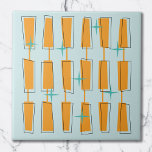 Moderne Atomblöcke Aqua, Orange Fliese<br><div class="desc">Atomzeitalter Mitte Jahrhundert Modernes Design. Freuen Sie sich auf ein fröhliches Design mit funky und farbenfrohen Blöcken und Sternen. Ideal für Retro- und Vintage Stilfans.</div>