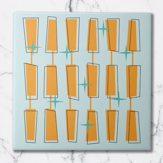 Moderne Atomblöcke Aqua, Orange Fliese