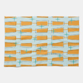 Moderne Atomblöcke Aqua, Orange Geschirrtuch (Horizontal)