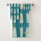 Moderne Atomblöcke Aquamarin, Aqua Badhandtuch Set (Insitu)