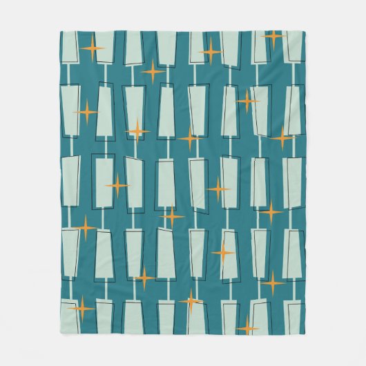 Moderne Atomblöcke Aquamarin, Aqua Fleecedecke (Vorderseite)