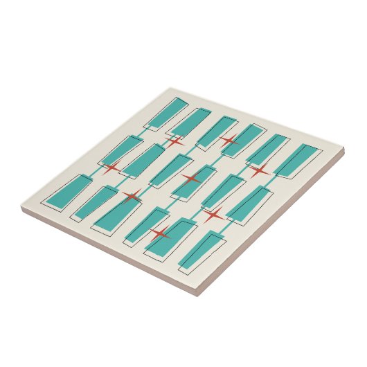 Moderne Atomblöcke Aquamarin, Creme, Rot Fliese (Seite)