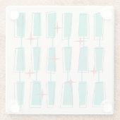 Moderne Atomblöcke Aquamarin, Creme, Rot Glasuntersetzer (Rückseite)