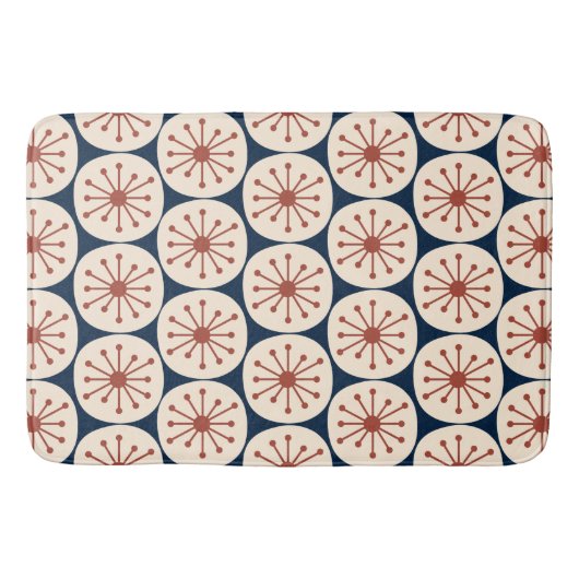 Moderne Atomdots-Retro-Muster Mitte des Jahrhunder Badematte (Vorderseite)