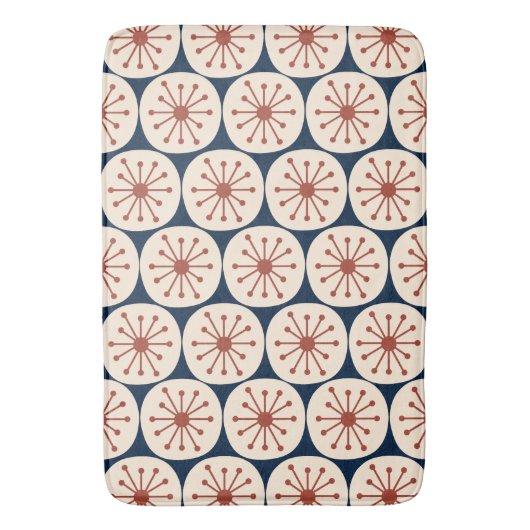 Moderne Atomdots-Retro-Muster Mitte des Jahrhunder Badematte (Vorderseite Vertikal)