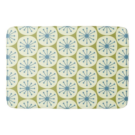 Moderne Atomdots-Retro-Muster Mitte des Jahrhunder Badematte (Vorderseite)