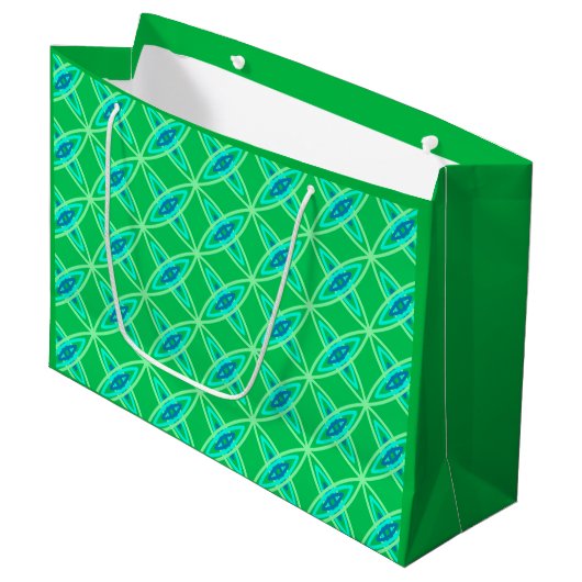 Moderne Atomdrucke Mitte des Jahrhunderts - Jade G Große Geschenktüte (Vorderseite Schrägansicht)