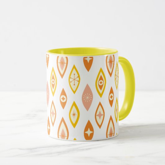 Moderne Atomformen, gelb, orange Tasse (VorderseiteRechts)