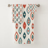 Moderne Atomformen, rot, Aqua, Aquamarin Badhandtuch Set (Insitu)