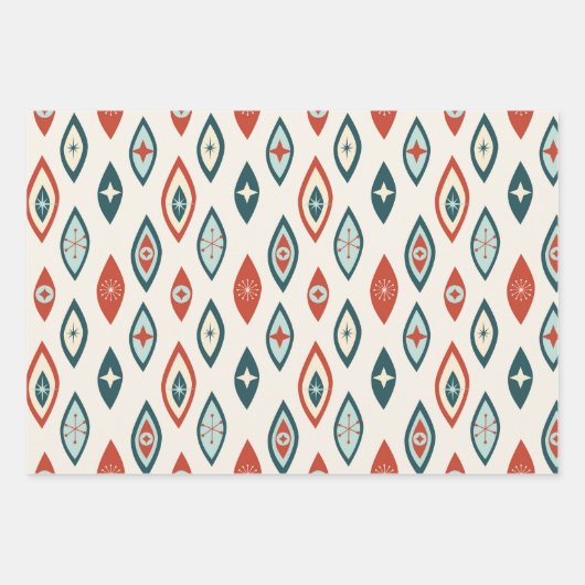 Moderne Atomformen, rot, Aqua, Aquamarin Geschenkpapier Set (Vorderseite 3)