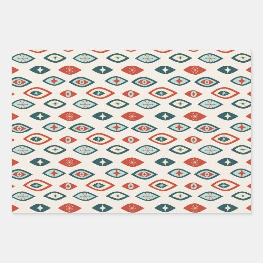 Moderne Atomformen, rot, Aqua, Aquamarin Geschenkpapier Set (Vorderseite 2)