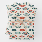 Moderne Atomformen, rot, Aqua, Aquamarin Geschenkpapier Set (Beispiel)